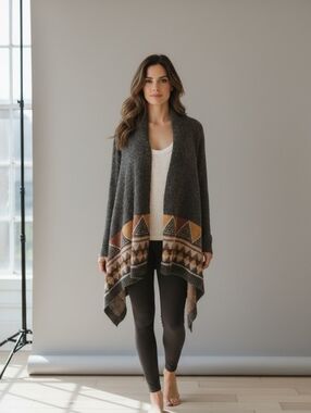 Debut Aztec Southwestern Open Front Cardigan Sweater